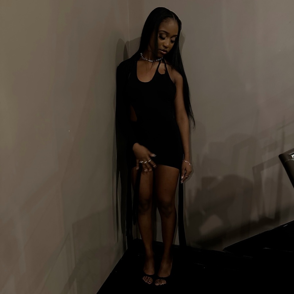 Black Coucoo Asymmetrical Mini Dress